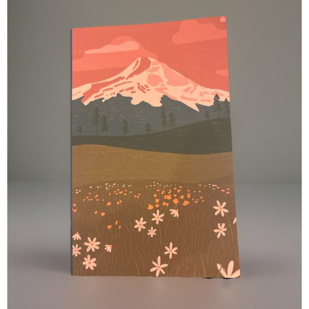 Brand New denik Softcover Lined Journal, Rosy Mountain Scenic Floral Design